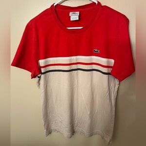 Lacoste Sport Orange/Tan/Grey T-Shirt Sz 4 (Medium) EUC